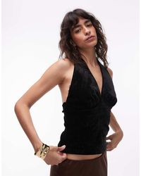ASOS - Textured Velvet Halterneck Top - Lyst