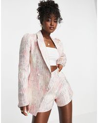 ASOS Printed Suit Jacquard Blazer - Pink