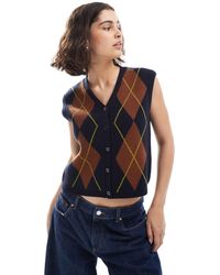 ASOS - Boxy Structured Argyle Vest - Lyst