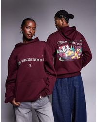 ASOS - Disney Christmas Unisex Relaxed Hoodie With Mickey & Friends Prints - Lyst