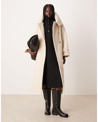 Vila - Premium Boucle Formal Coat With Funnel Neck - Lyst