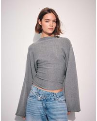 Stradivarius - Stand Collar Knit Jumper With Kimono Sleeves - Lyst