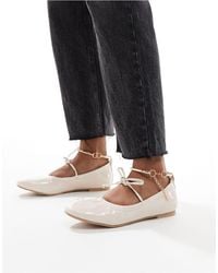 SIMMI - Simmi London Abbie Bow Ballet Flats With Ruch Detail And Removable Anklet - Lyst