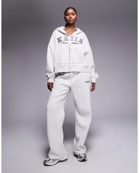Kaiia - Cotton Rich Embroidered Logo Wide Leg Sweatpants - Lyst