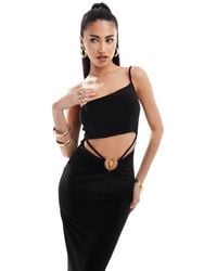 ASOS - One Shoulder Cut Out Midi Dress With Quartz Trim - Lyst