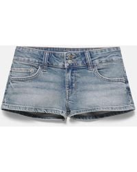 Pull&Bear - Mini-short en jean à double boutonnage - pâle - Lyst
