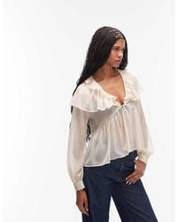 ASOS - Chiffon Cape Blouse With Frills - Lyst