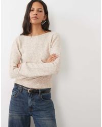 ASOS - Slash Neck Waisted Ribbed Jumper - Lyst