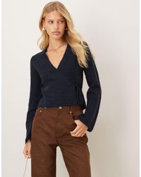 Gina Tricot - Long Sleeve Knitted Wool Alpaca Wrap Cardigan - Lyst