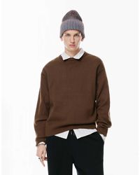 Pull&Bear - Pull en maille douce - chocolat - Lyst