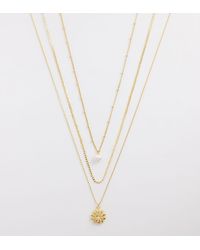 Orelia - Pearl And Daisy Multi Row Necklace - Lyst