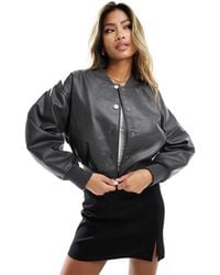 River Island - Cropped Bomber Jacket - Lyst