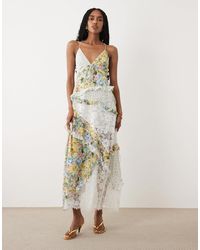 For Love & Lemons - Rosalyn V-neck Lace Detail Cami Maxi Dress - Lyst