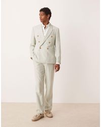 ASOS - Linen Blend Straight Leg Suit Pants - Lyst