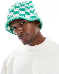 ASOS - Checkerboard Crochet Bucket Hat - Lyst