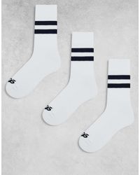 4505 - 3 Pack 2 Stripe Crew Sock With Quick Dry - Lyst