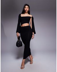 ASOS - One Long Angel Sleeve Midi Dress With Twisted Cut Out & Tied Shoulder - Lyst
