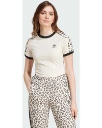 adidas Originals - Adidas – t-shirt mit den 3 streifen im leopardenmuster - Lyst