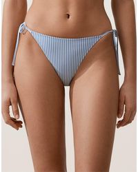 Oysho - Textured Stripe Medium-coverage Bikini Briefs With Ties - Lyst
