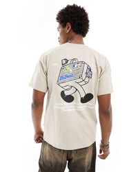 Dr. Denim - Trooper - t-shirt décontracté style années 90 avec imprimé « world traveler » au dos - taupe pâle - Lyst