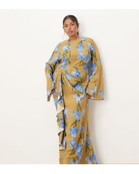ASOS - Asos Design Curve Long Sleeve Maxi Dress With Ruffle Skirt - Lyst