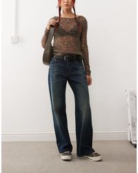 Monki - Missy Low Rise Loose baggy Clean Fit Jeans - Lyst