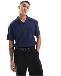 ASOS - Relaxed Rib Revere Polo - Lyst