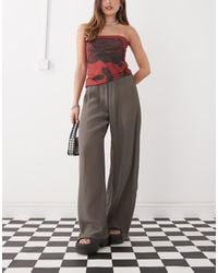 Weekday - Pantalones Plisados De Pernera Ancha De -Gris - Lyst