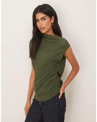 ASOS - Textured Ruched Side Asymmetric Tee - Lyst