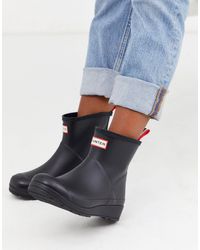 HUNTER Черные Короткие Резиновые Сапоги Original Play-черный