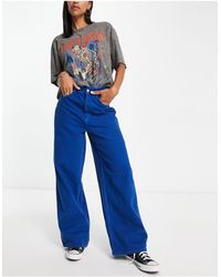 Damen Bekleidung Jeans Ausgestellte Jeans ausgeblichene jeans mit weitem bein und nähten an der vorderseite in Blau TOPSHOP Denim 