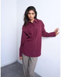 TOPSHOP - Cinched Oversized Poplin Shirt - Lyst