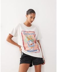 Reclaimed (vintage) - Oversized Katoenen T-Shirt Met Vaas-Kunstprint - Lyst