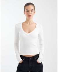 ONLY - V Neck Long Sleeve Boxy Top - Lyst