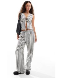 Collusion - Gestreepte Broek Met Elastische Taille En Geweven Look, Deel Van Co-Ord Set - Lyst