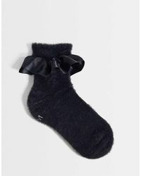 Dr. Martens - Calcetines Negros De Punto Mullido Con Volantes De Satén - Lyst