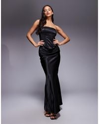 Wanderdoll - Luna Satin Drape Waist Maxi Skirt Co-ord - Lyst