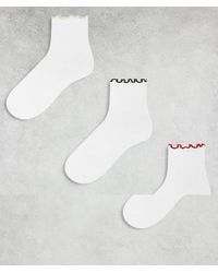 Pieces - Set Van 3 Paar Sokken Met Ruches - Lyst