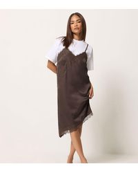 PixieGirl - Petite Satin Asymmetric Dress - Lyst