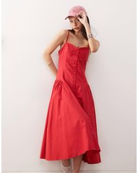 Reclaimed (vintage) - Midi Dress With Drop Waist Detail - Lyst
