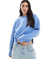 ASOS - Boxy Crew Neck Sweater With Side Split Detail - Lyst