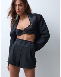 ASOS - Asos X The Sourced Collection Tailored Micro Shorts With Satin Waist - Lyst