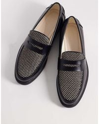 ASOS - Two Tone Penny Loafers With Raffia Detailing - Lyst