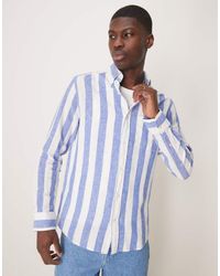 GANT - Camisa A Rayas Con Logo De Escudo De Algodón Y Lino De - Lyst