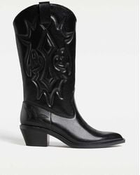 Stradivarius - Stivali Cowboy Con Tacco Neri - Lyst