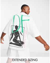 ASOS Asos Dark Future Co-ord Oversized Heavyweight Jersey T-shirt With Back Graphic And Logo Prints - White