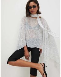 River Island - Chiffon Polka Dot Scarf Cape - Lyst