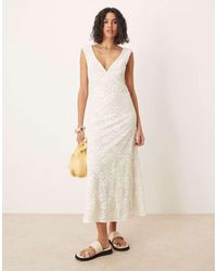 ASOS - Lace V Front Midi Dress With Frill Hem - Lyst