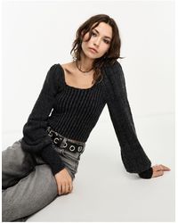 Free People - Soft Puff Sleeve Square Neck Sweater - Lyst