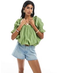 ASOS - Square Neck Puff Sleeve Blouse - Lyst